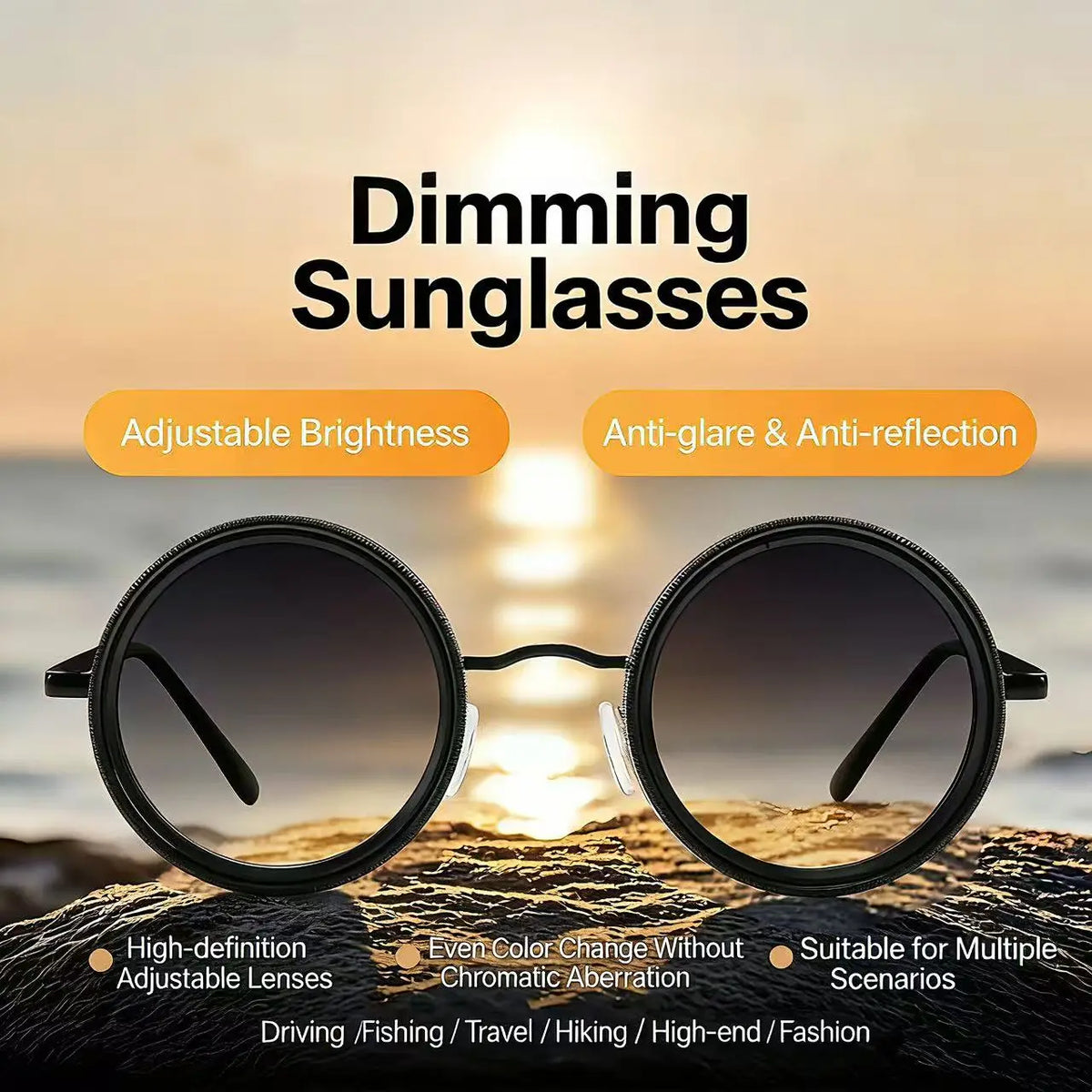 🕶️ Retro Punk Polarized Sunglasses | Adjustable Dimming UV400 Shades for Outdoor & Fishing