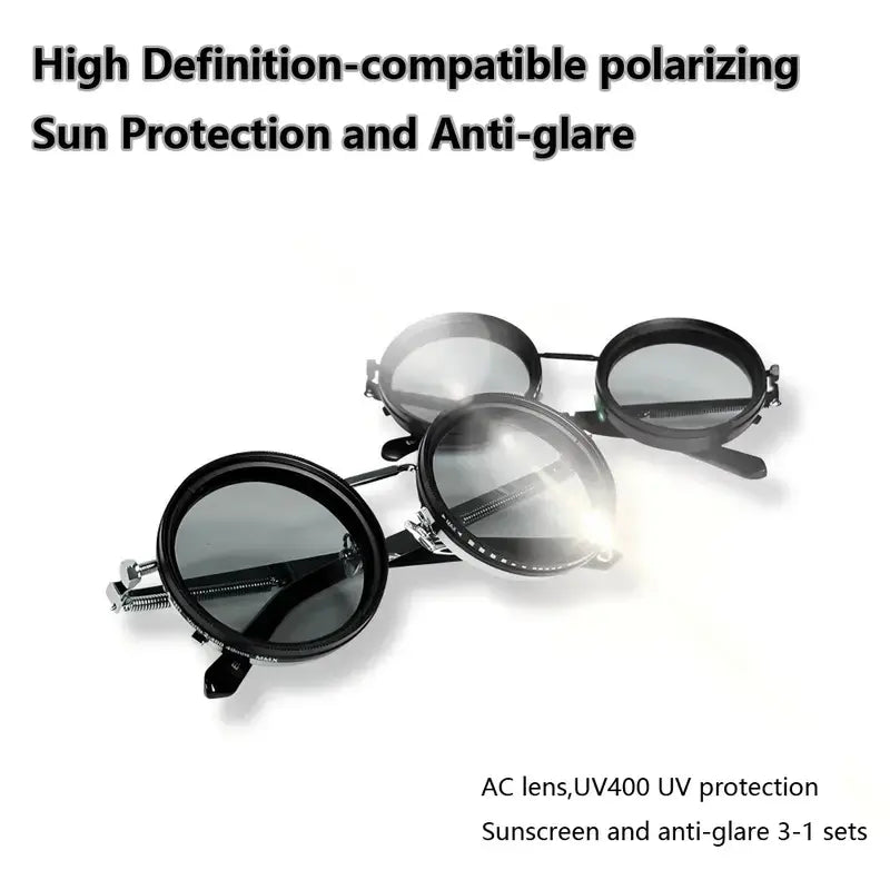 🕶️ Retro Punk Polarized Sunglasses | Adjustable Dimming UV400 Shades for Outdoor & Fishing