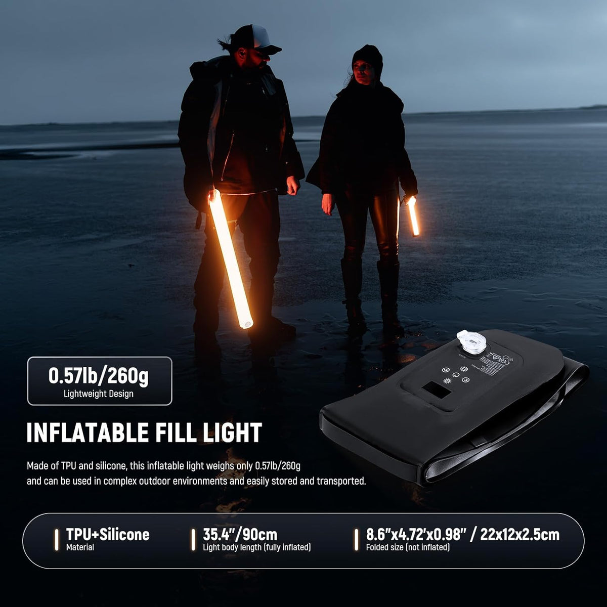✨ Inflatable LED Fill Light, 21W Bi-Color for Photography & Camping