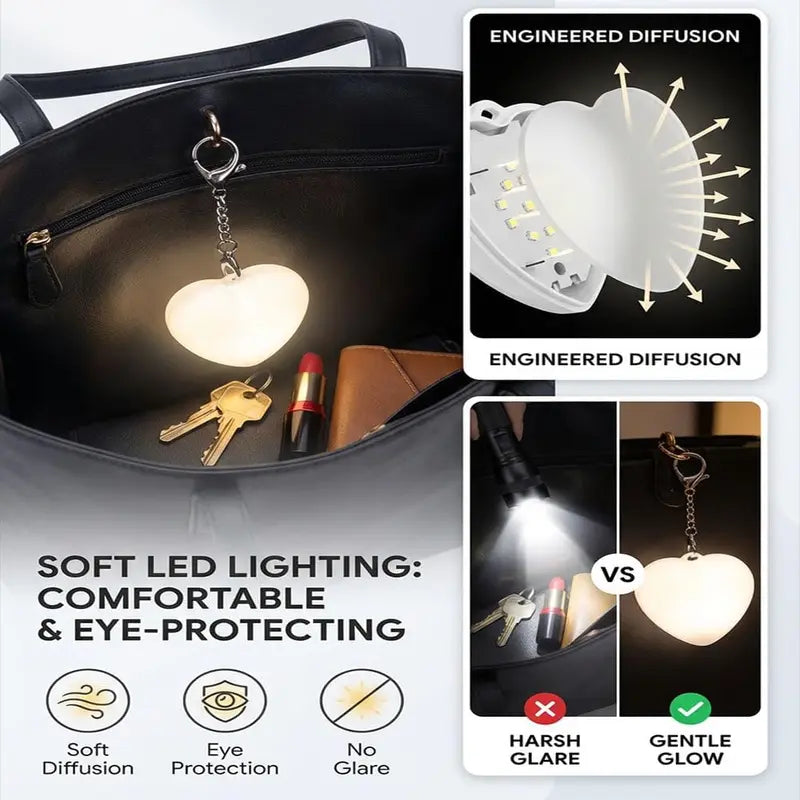 🤍 Heart LED Light, Light Up Your Dark Handbag Instantly