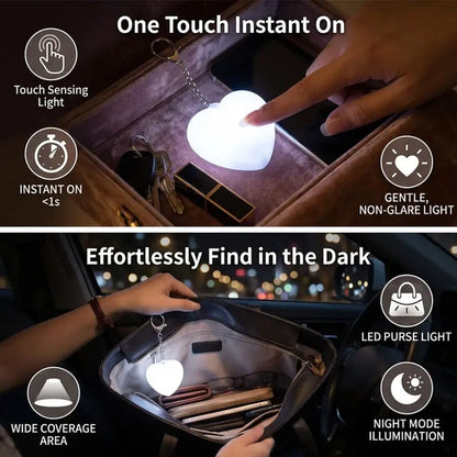 🤍 Heart LED Light, Light Up Your Dark Handbag Instantly