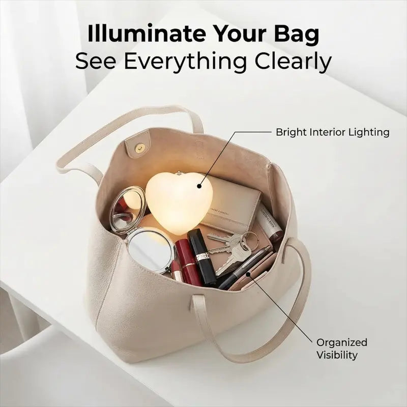🤍 Heart LED Light, Light Up Your Dark Handbag Instantly