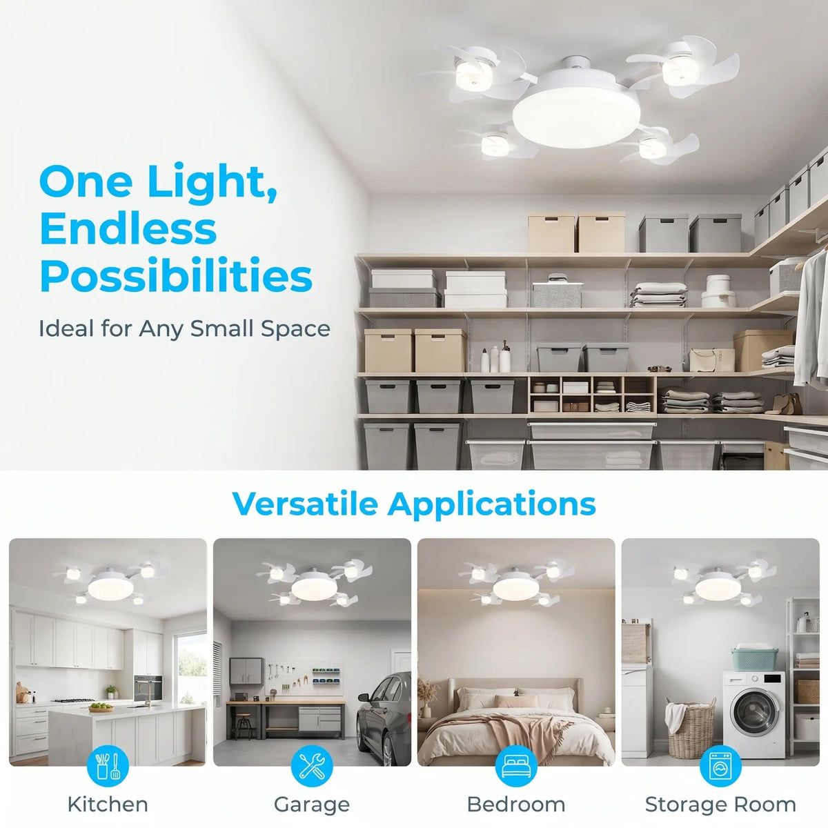 DealsForYouDays 2-in-1 Drone Fan Light, Silent LED Ceiling Fan with Remote, Energy Saving Lamp for Bedroom Kitchen Rental