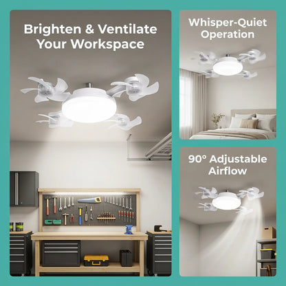 DealsForYouDays 2-in-1 Drone Fan Light, Silent LED Ceiling Fan with Remote, Energy Saving Lamp for Bedroom Kitchen Rental