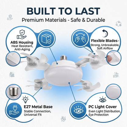 DealsForYouDays 2-in-1 Drone Fan Light, Silent LED Ceiling Fan with Remote, Energy Saving Lamp for Bedroom Kitchen Rental