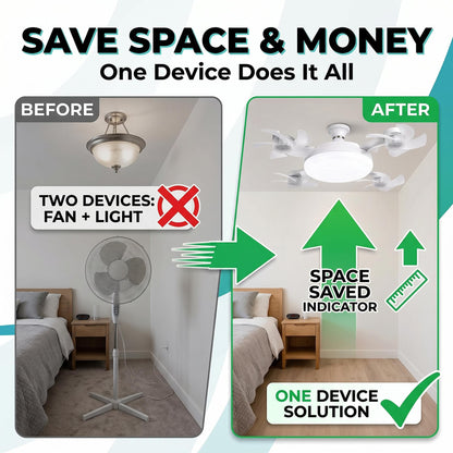 DealsForYouDays 2-in-1 Drone Fan Light, Silent LED Ceiling Fan with Remote, Energy Saving Lamp for Bedroom Kitchen Rental