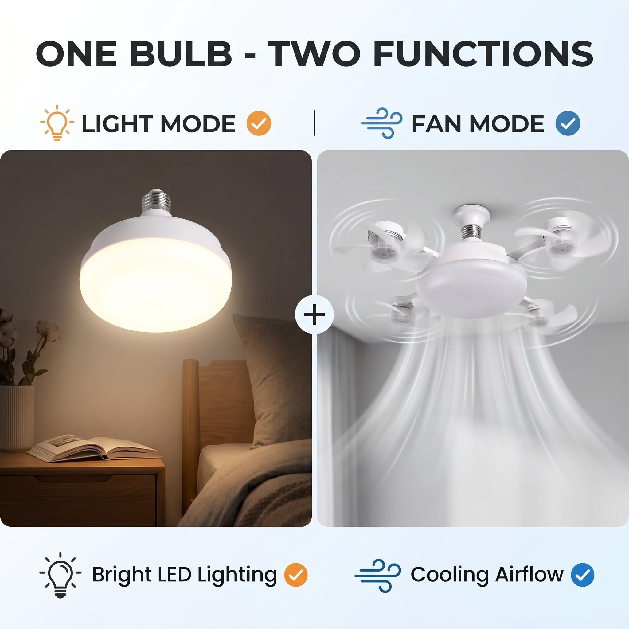 DealsForYouDays 2-in-1 Drone Fan Light, Silent LED Ceiling Fan with Remote, Energy Saving Lamp for Bedroom Kitchen Rental