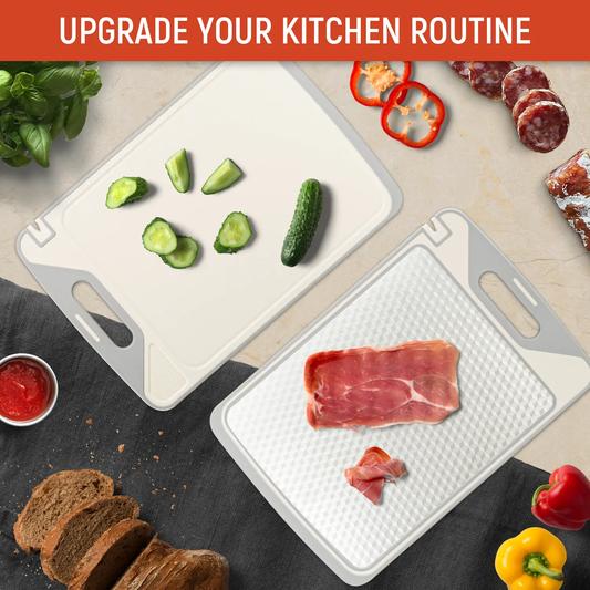 ✨2-in-1 Dual Sided Titanium Cutting Board, Stainless Steel & PP Kitchen Chopping Board