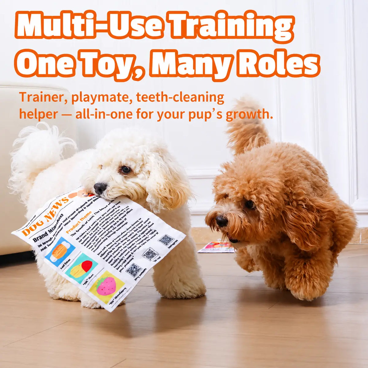 🐶 Crinkle Newspaper Dog Chew Toy, Washable Safe Teeth Cleaning Toy