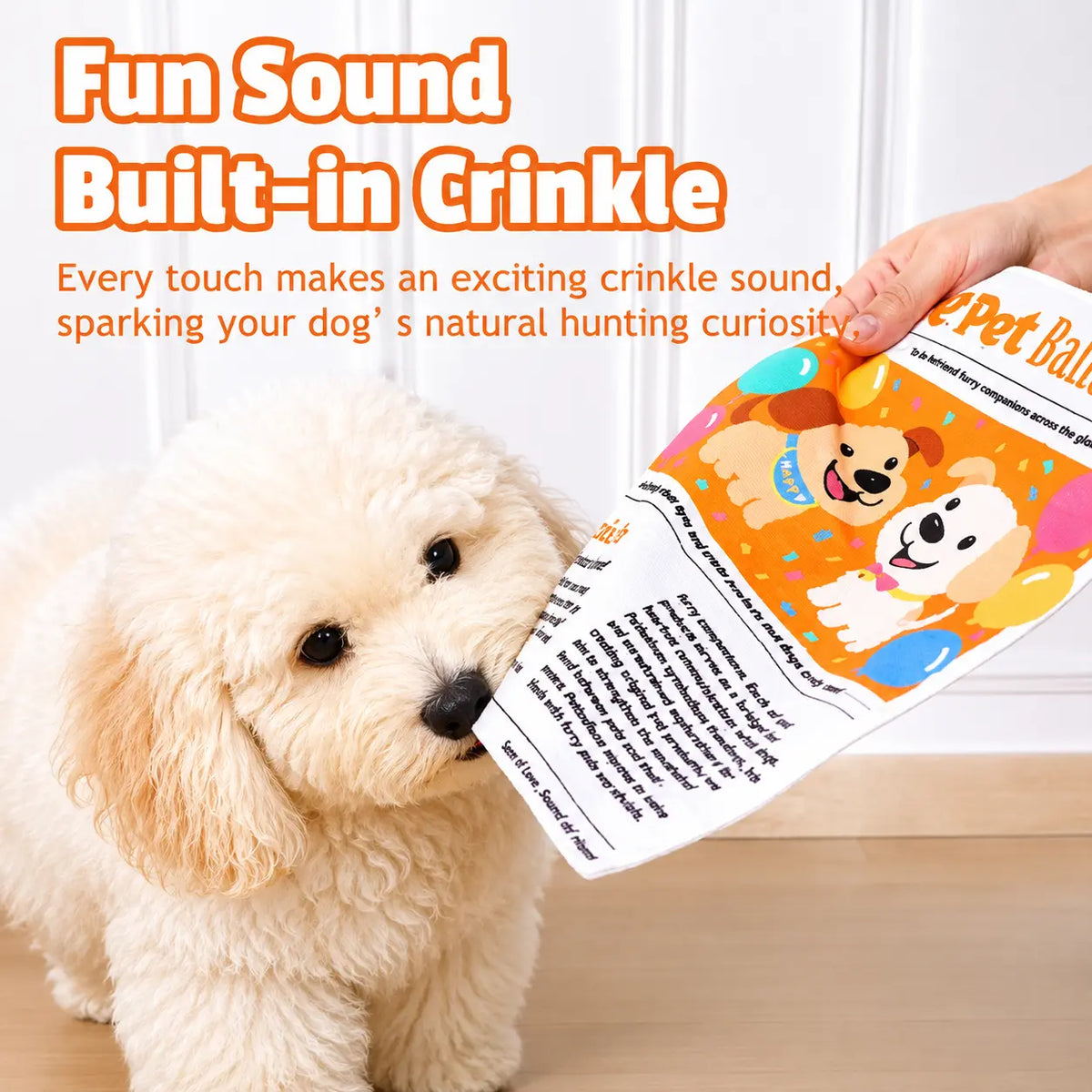 🐶 Crinkle Newspaper Dog Chew Toy, Washable Safe Teeth Cleaning Toy