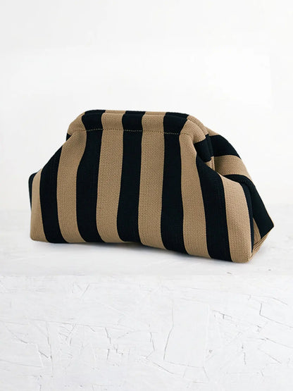 Women's Striped  Cloud Handbag, Clip-Top Crossbody Bag, Lightweight Foldable for Daily Use, Party, Travel, Gift Idea