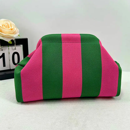 Women's Striped  Cloud Handbag, Clip-Top Crossbody Bag, Lightweight Foldable for Daily Use, Party, Travel, Gift Idea