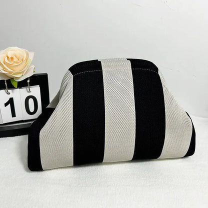Women's Striped  Cloud Handbag, Clip-Top Crossbody Bag, Lightweight Foldable for Daily Use, Party, Travel, Gift Idea