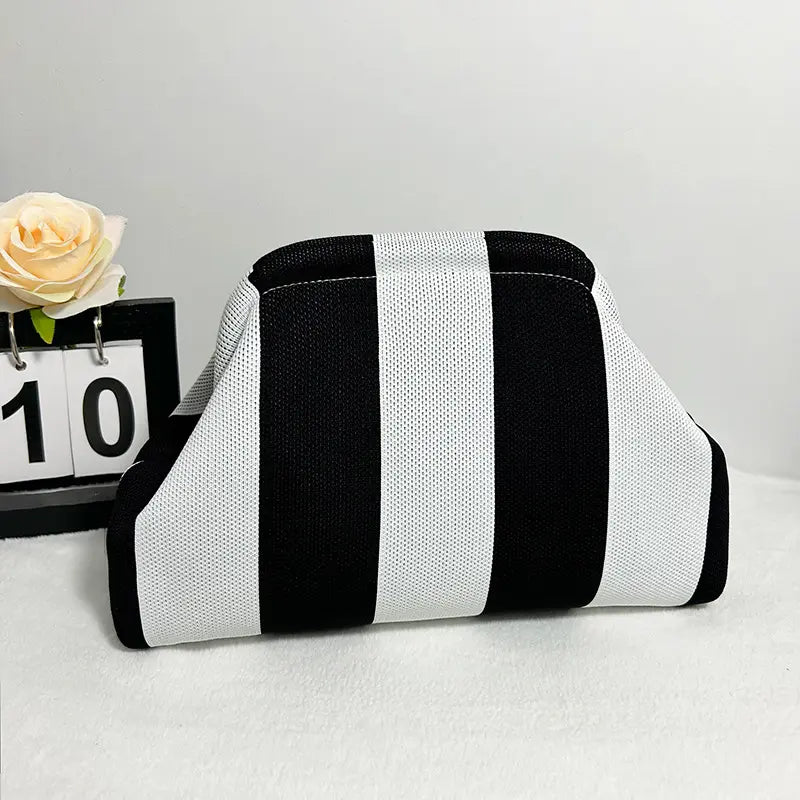 Women's Striped  Cloud Handbag, Clip-Top Crossbody Bag, Lightweight Foldable for Daily Use, Party, Travel, Gift Idea
