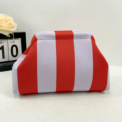 Women's Striped  Cloud Handbag, Clip-Top Crossbody Bag, Lightweight Foldable for Daily Use, Party, Travel, Gift Idea