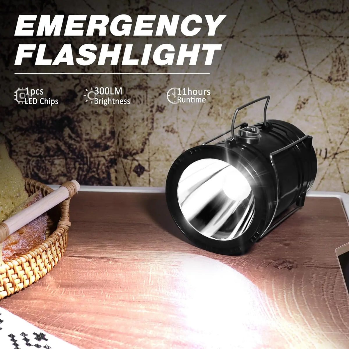 🔦Solar USB Rechargeable Collapsible Camping Lantern Flashlight, Waterproof Emergency Light