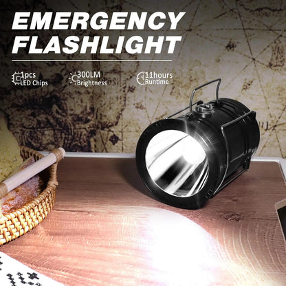 🔦Solar USB Rechargeable Collapsible Camping Lantern Flashlight, Waterproof Emergency Light