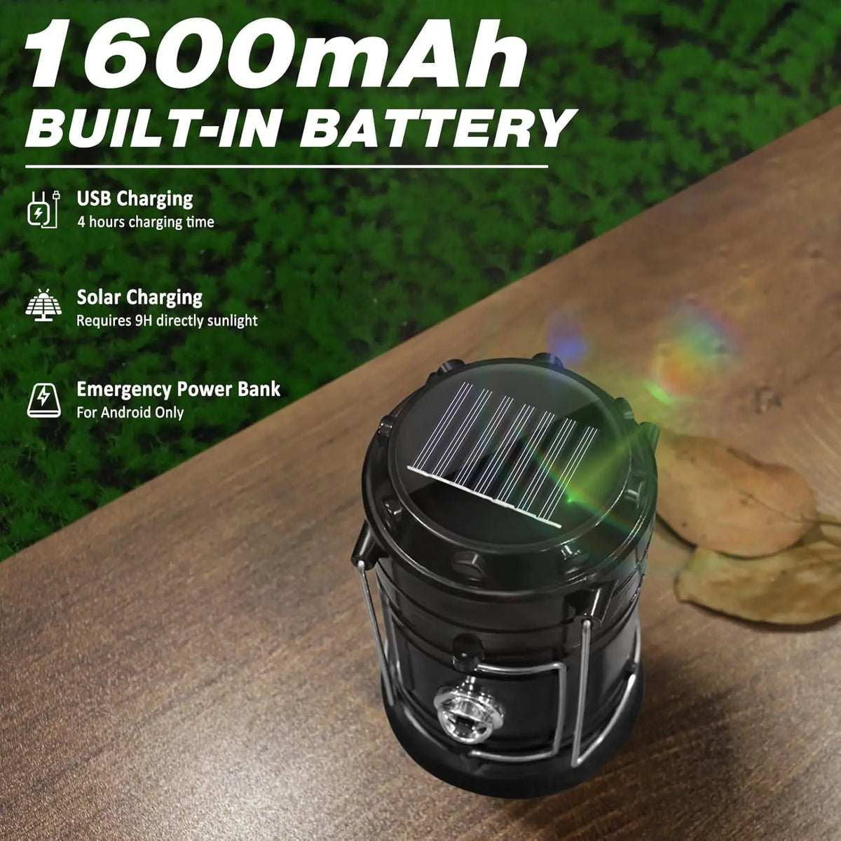 🔦Solar USB Rechargeable Collapsible Camping Lantern Flashlight, Waterproof Emergency Light