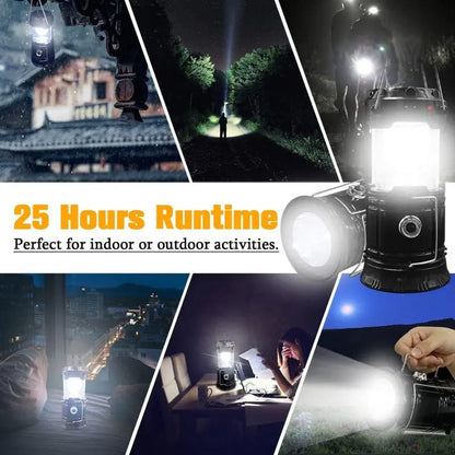 🔦Solar USB Rechargeable Collapsible Camping Lantern Flashlight, Waterproof Emergency Light