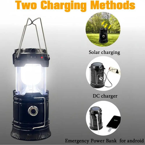 🔦Solar USB Rechargeable Collapsible Camping Lantern Flashlight, Waterproof Emergency Light