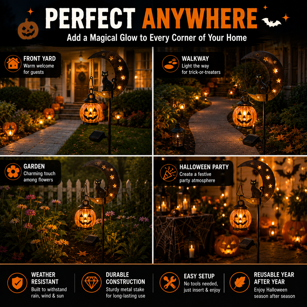 Halloween Early Bird Sale | 49% OFF Pumpkin Moon Garden Stake Light2