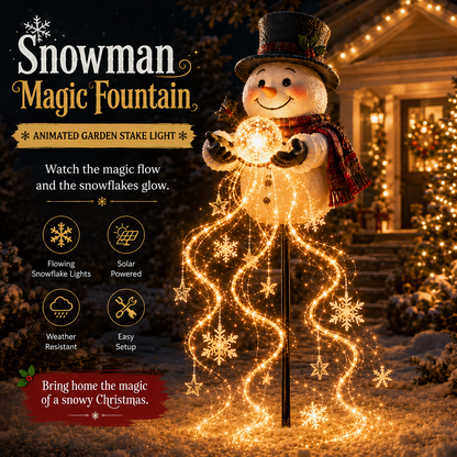 ⛄❄️Solar Snowman Magic Fountain Light – Flowing Snowflake Christmas Yard Decor