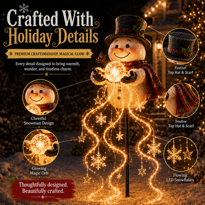⛄❄️Solar Snowman Magic Fountain Light – Flowing Snowflake Christmas Yard Decor