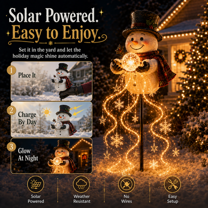 ⛄❄️Solar Snowman Magic Fountain Light – Flowing Snowflake Christmas Yard Decor