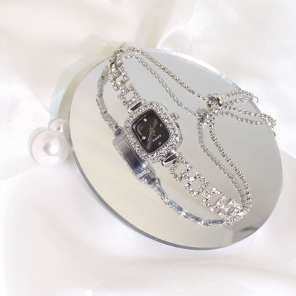 Women's Square Rhinestone Watch – Elegant Quartz Wristwatch with Adjustable Strap & Sparkling Crystal Accents