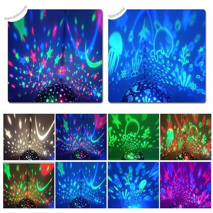 360° Rotating Star Projector Night Light – USB Galaxy Projection Lamp for Kids & Bedroom Decor