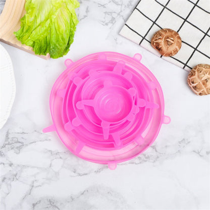 Universal Reusable Silicone Stretch Lids, 6-Pack Airtight Food Covers for Bowls, Cups, Jars & Containers