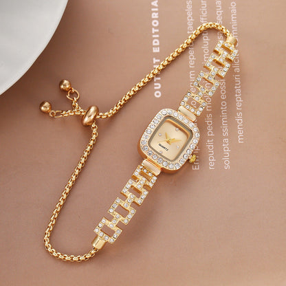 Women's Square Rhinestone Watch – Elegant Quartz Wristwatch with Adjustable Strap & Sparkling Crystal Accents