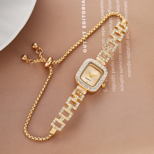 Women's Square Rhinestone Watch – Elegant Quartz Wristwatch with Adjustable Strap & Sparkling Crystal Accents
