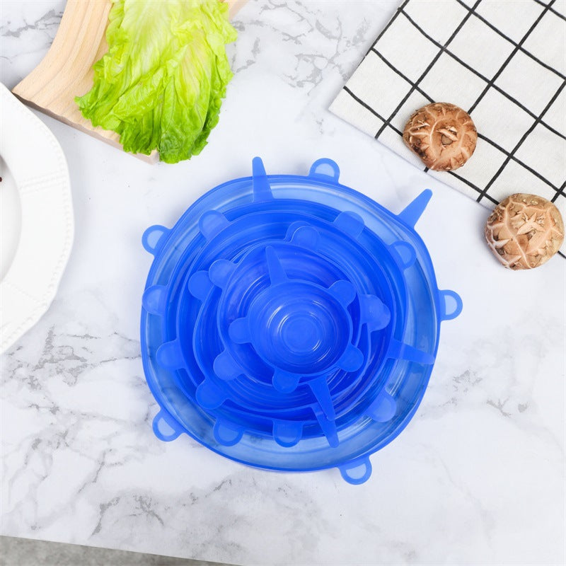 Universal Reusable Silicone Stretch Lids, 6-Pack Airtight Food Covers for Bowls, Cups, Jars & Containers