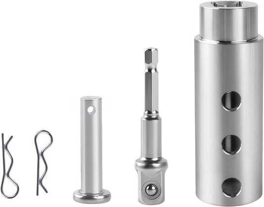 GJANSH Trailer Jack Drill Adapter – Heavy Duty RV Trailer Jack Adapter for 1-Inch Drive Shaft & 1/2-Inch Drill Socket, Compatible with Turbo & EZ Crank, Perfect for RVs, Dump Trailers, Camper Vans & DIY Projects