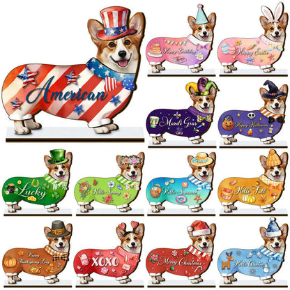Cute Animal Wooden Sign with Interchangeable Hats for Home Decor