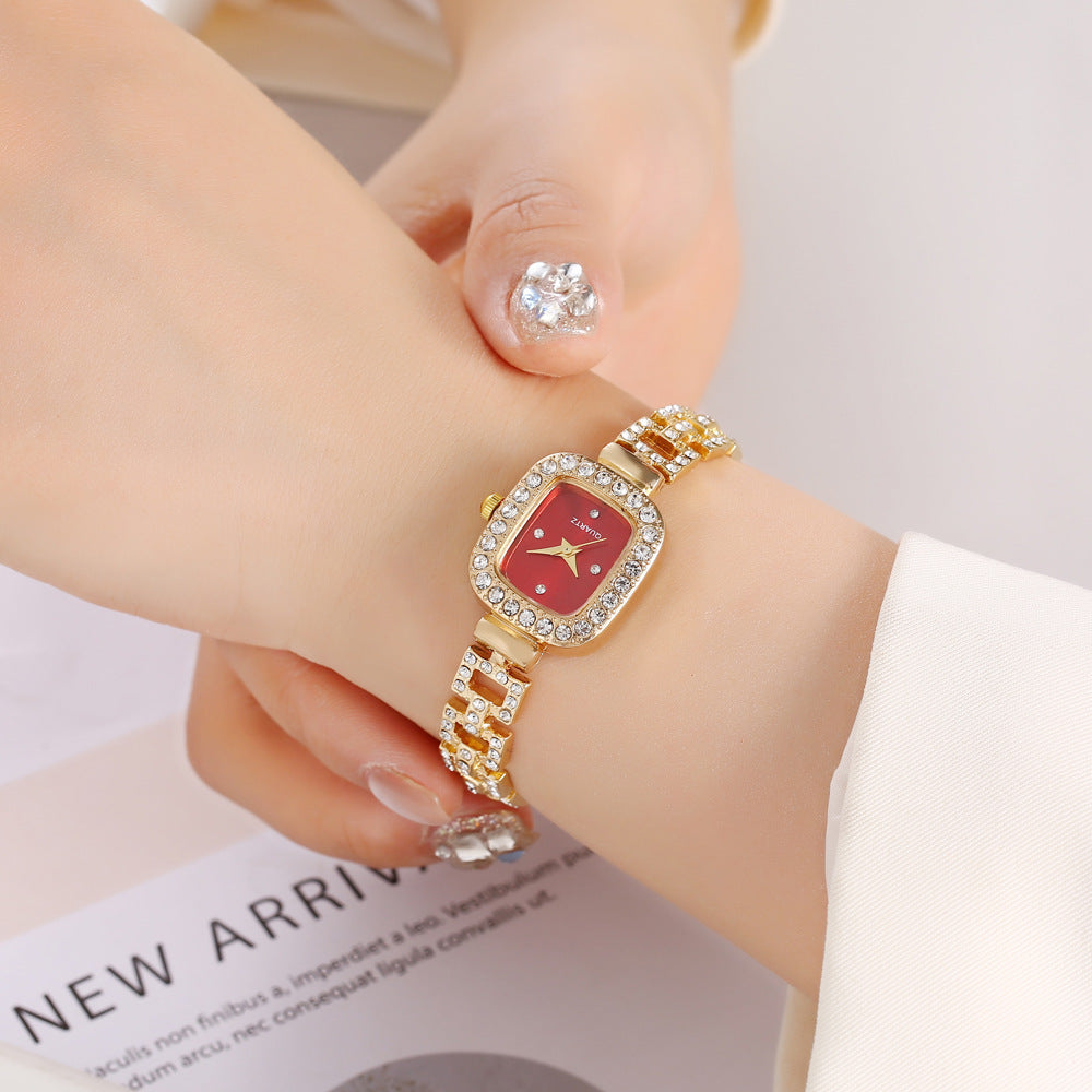 Women's Square Rhinestone Watch – Elegant Quartz Wristwatch with Adjustable Strap & Sparkling Crystal Accents