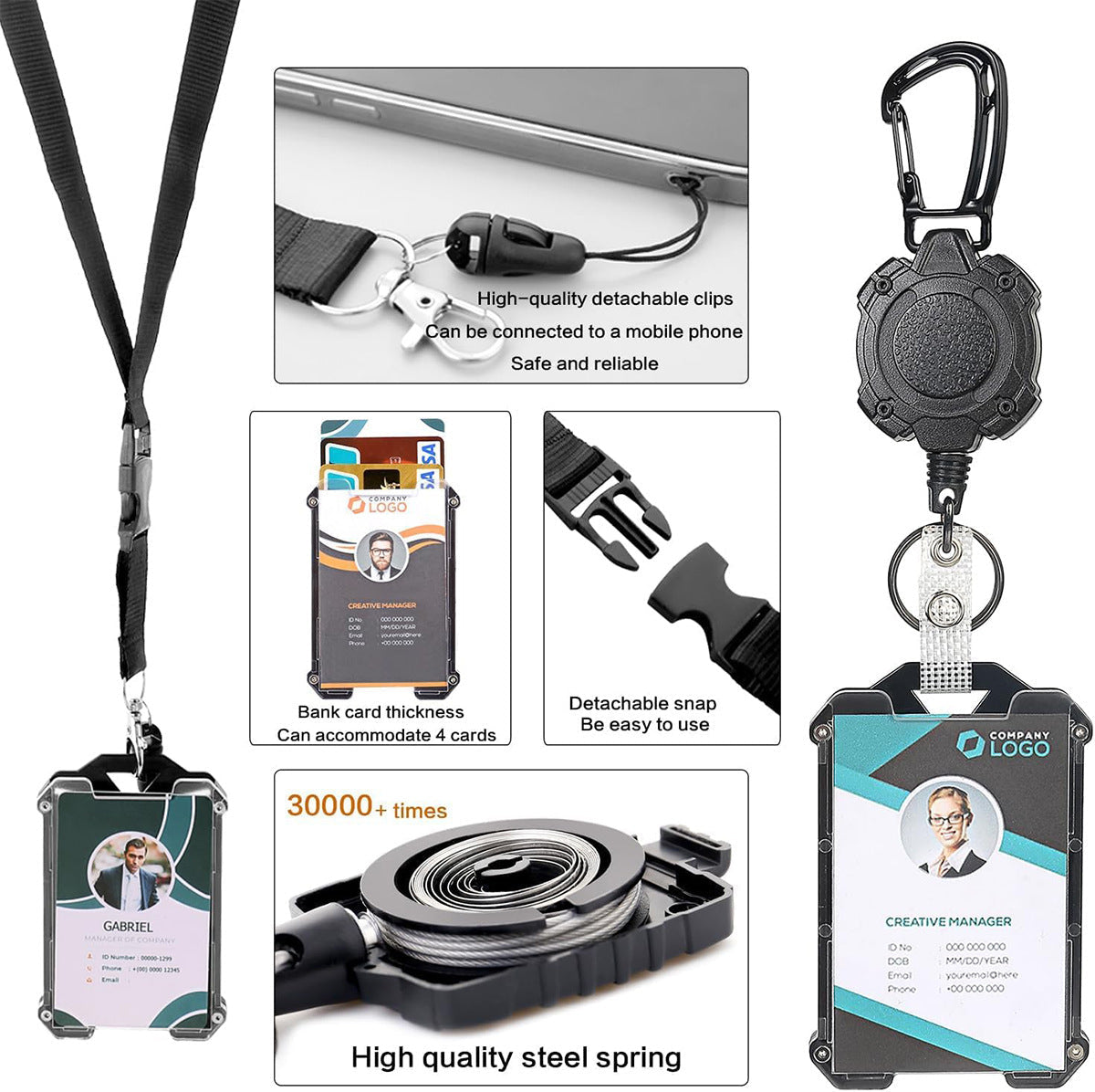 🔐 Heavy Duty Retractable Badge Holder & Tactical ID Clip Set