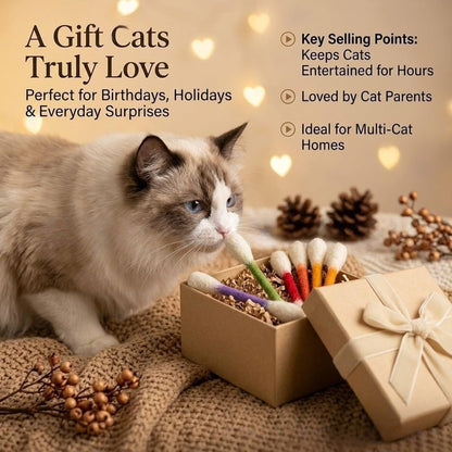 🐱 Catnip Cotton Swab Cat Toy – Extra Large Fun for Endless Play