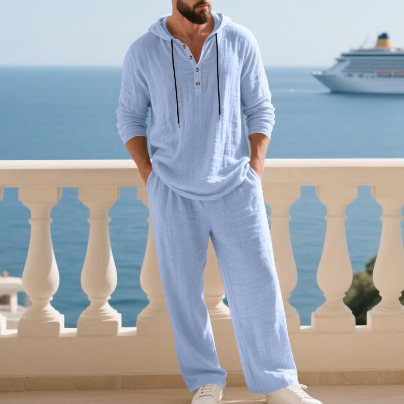 🌾 Men's Hooded Linen 2-Piece Set