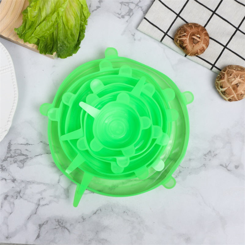 Universal Reusable Silicone Stretch Lids, 6-Pack Airtight Food Covers for Bowls, Cups, Jars & Containers