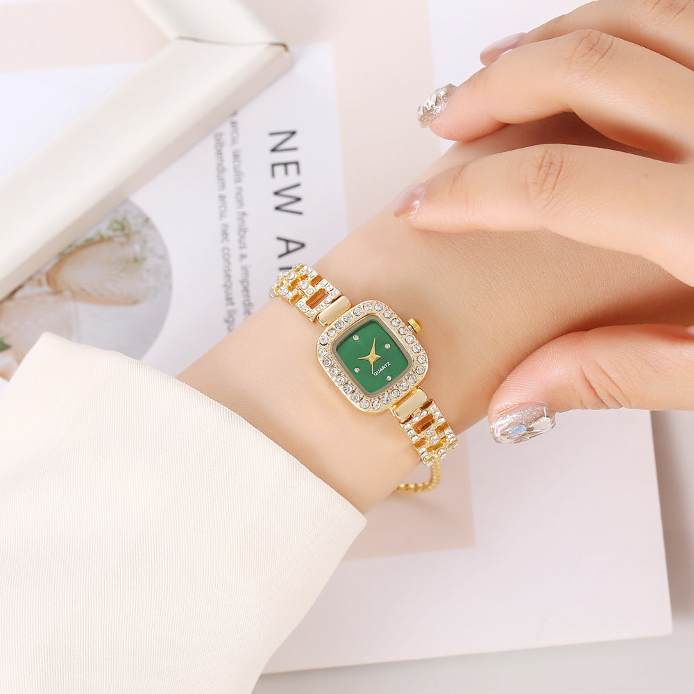 Women's Square Rhinestone Watch – Elegant Quartz Wristwatch with Adjustable Strap & Sparkling Crystal Accents