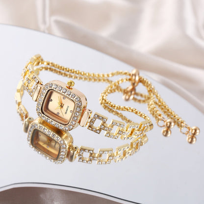 Women's Square Rhinestone Watch – Elegant Quartz Wristwatch with Adjustable Strap & Sparkling Crystal Accents