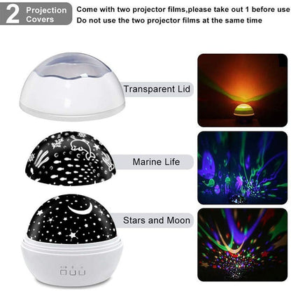 360° Rotating Star Projector Night Light – USB Galaxy Projection Lamp for Kids & Bedroom Decor