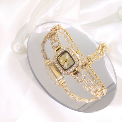 Women's Square Rhinestone Watch – Elegant Quartz Wristwatch with Adjustable Strap & Sparkling Crystal Accents