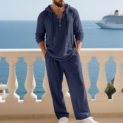 🌾 Men's Hooded Linen 2-Piece Set