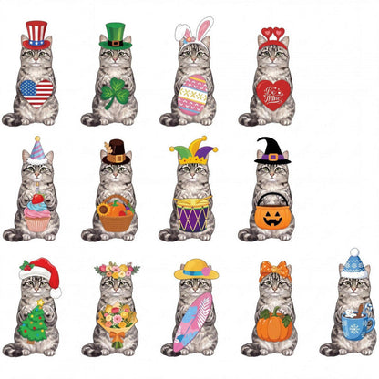 Cute Animal Wooden Sign with Interchangeable Hats for Home Decor