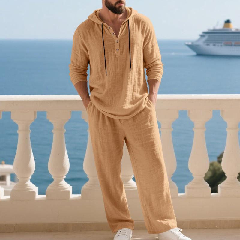 🌾 Men's Hooded Linen 2-Piece Set