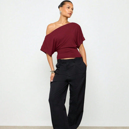 Women's Off-Shoulder Slim Fit Crop Top