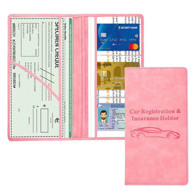 Car Registration & Insurance Card Holder – Magnetic Closure Vehicle Document Organizer Wallet
